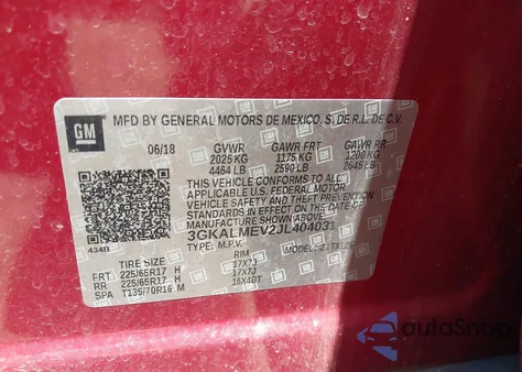 2018 GMC Terrain Sle из США, поврежденный, VIN 3GKALMEV2JL404031